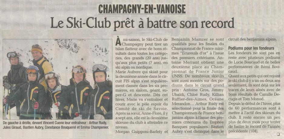 Dauphiné Libéré du 11 Février 2010