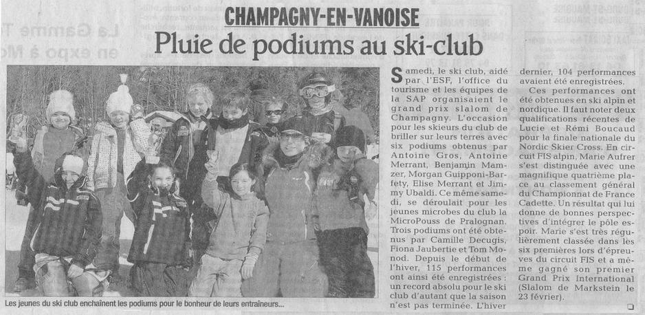 Dauphiné Libéré du 17 Mars 2010