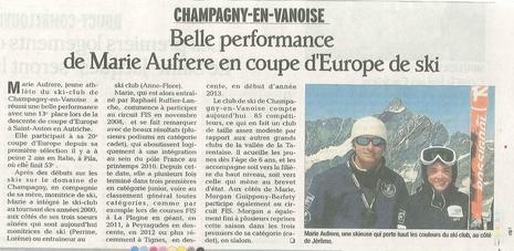 Dauphiné Libéré du 20 Janvier 2013